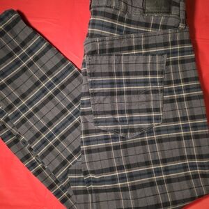 American Eagle Outfitters Women's Plaid Pants - Black Gray Blue Size 14 Short
